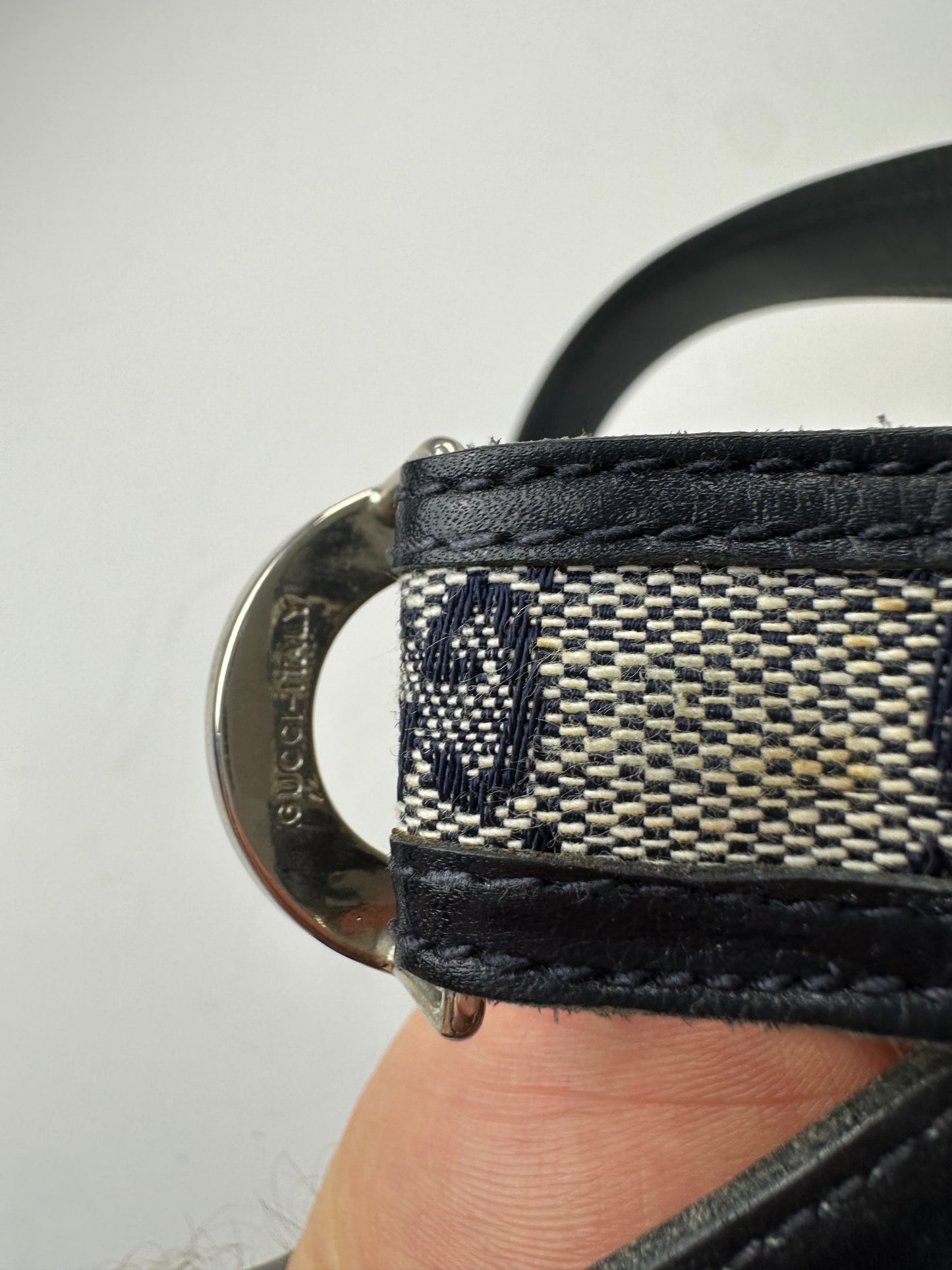 Vintage Gucci Ophidia Monogram Leather Belt Grey Black