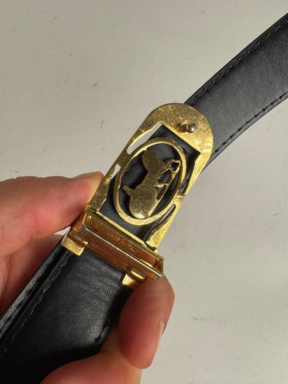 Vintage Celine Paris Leather Belt Black