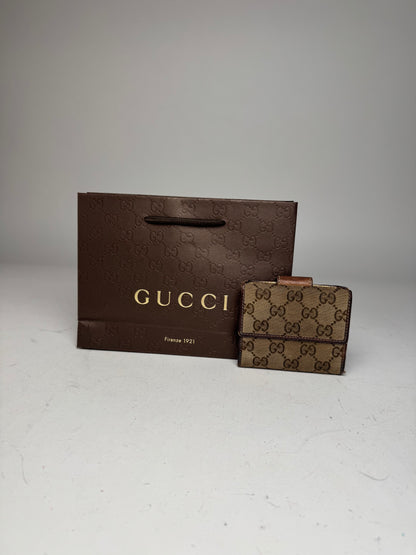 Vintage Gucci Monogram Wallet Brown Gold