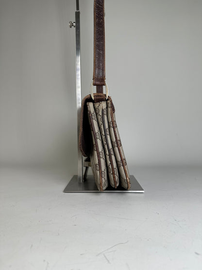 Vintage Gucci GG Supreme Shoulder Bag Beige Brown Gold