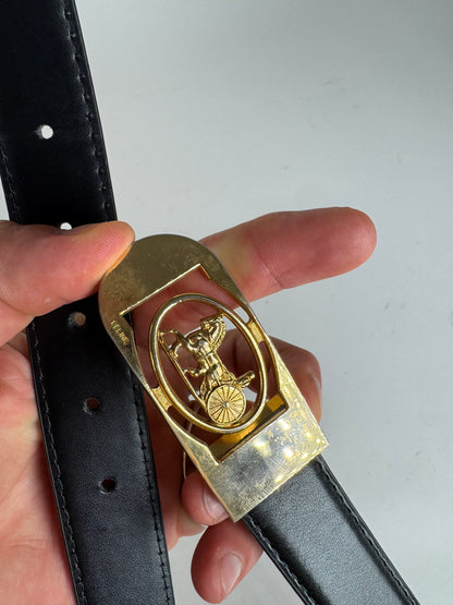 Vintage Celine Paris Leather Belt Black