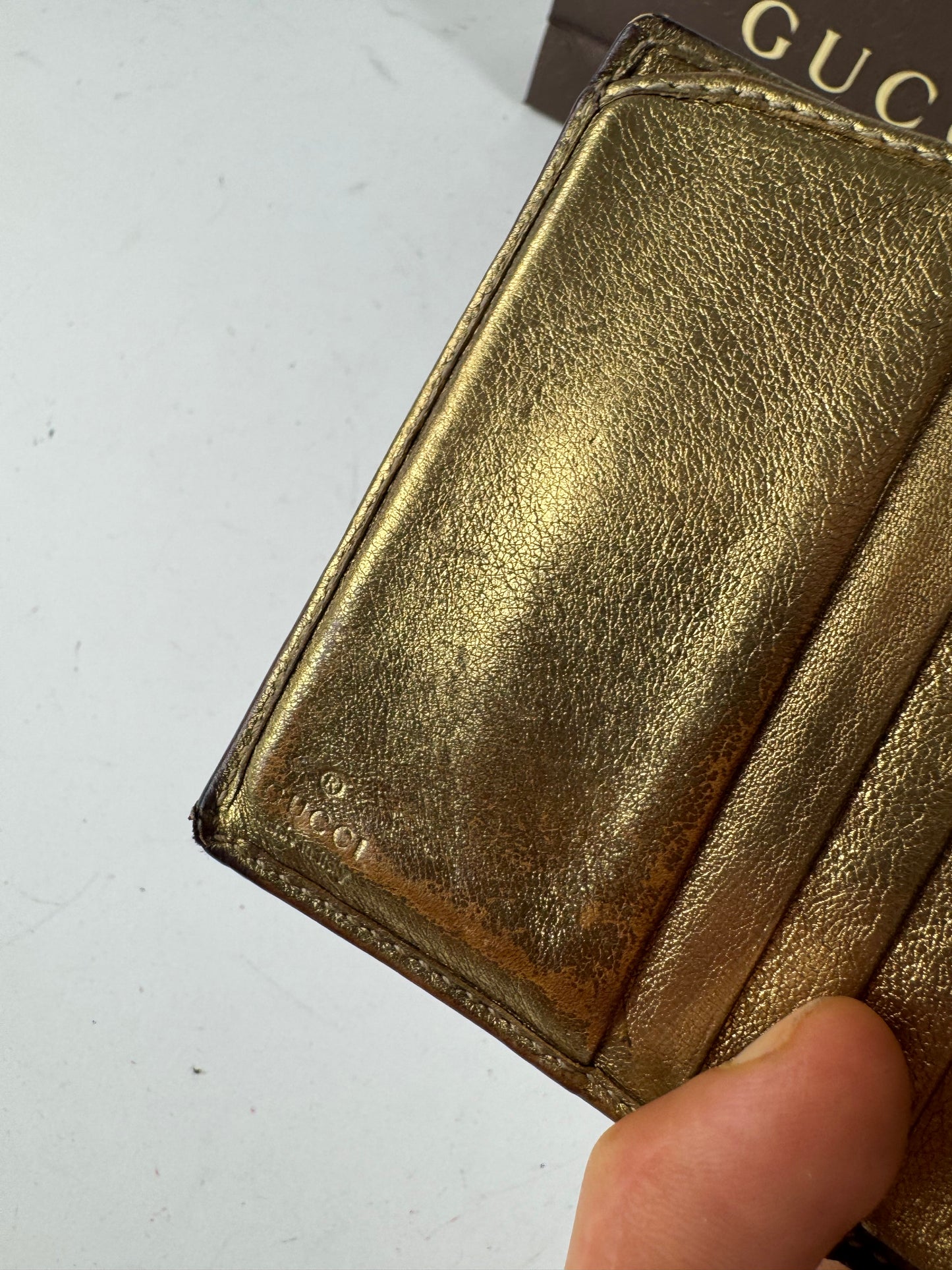 Vintage Gucci Monogram Wallet Brown Gold