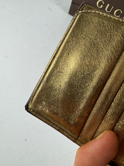Vintage Gucci Monogram Wallet Brown Gold