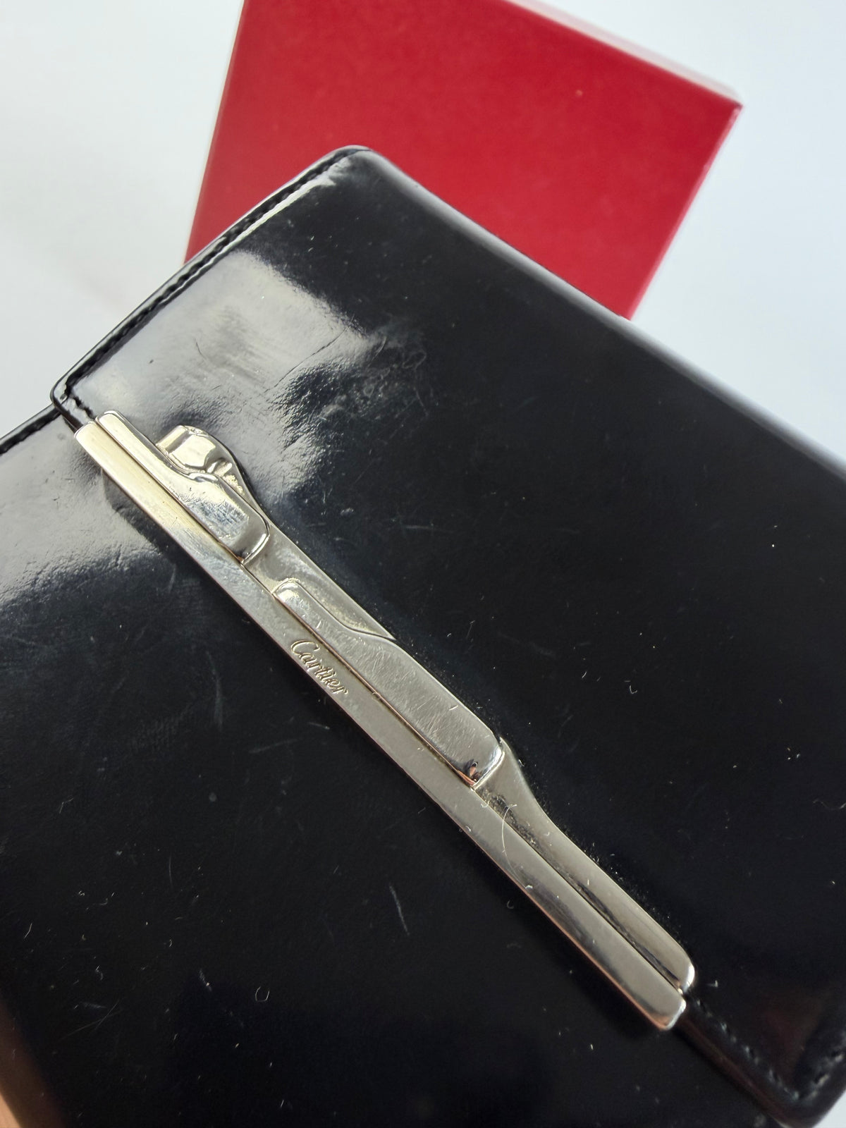Vintage Cartier Patent Leather Bifold Wallet Late 1990s Black