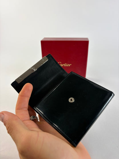 Vintage Cartier Patent Leather Bifold Wallet Late 1990s Black