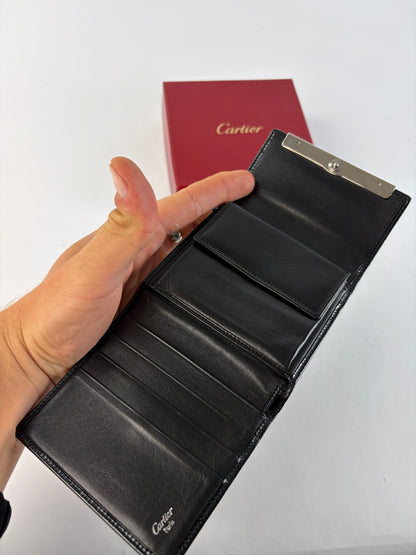 Vintage Cartier Patent Leather Bifold Wallet Late 1990s Black