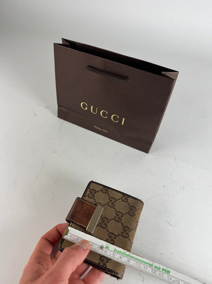 Vintage Gucci Monogram Wallet Brown Gold