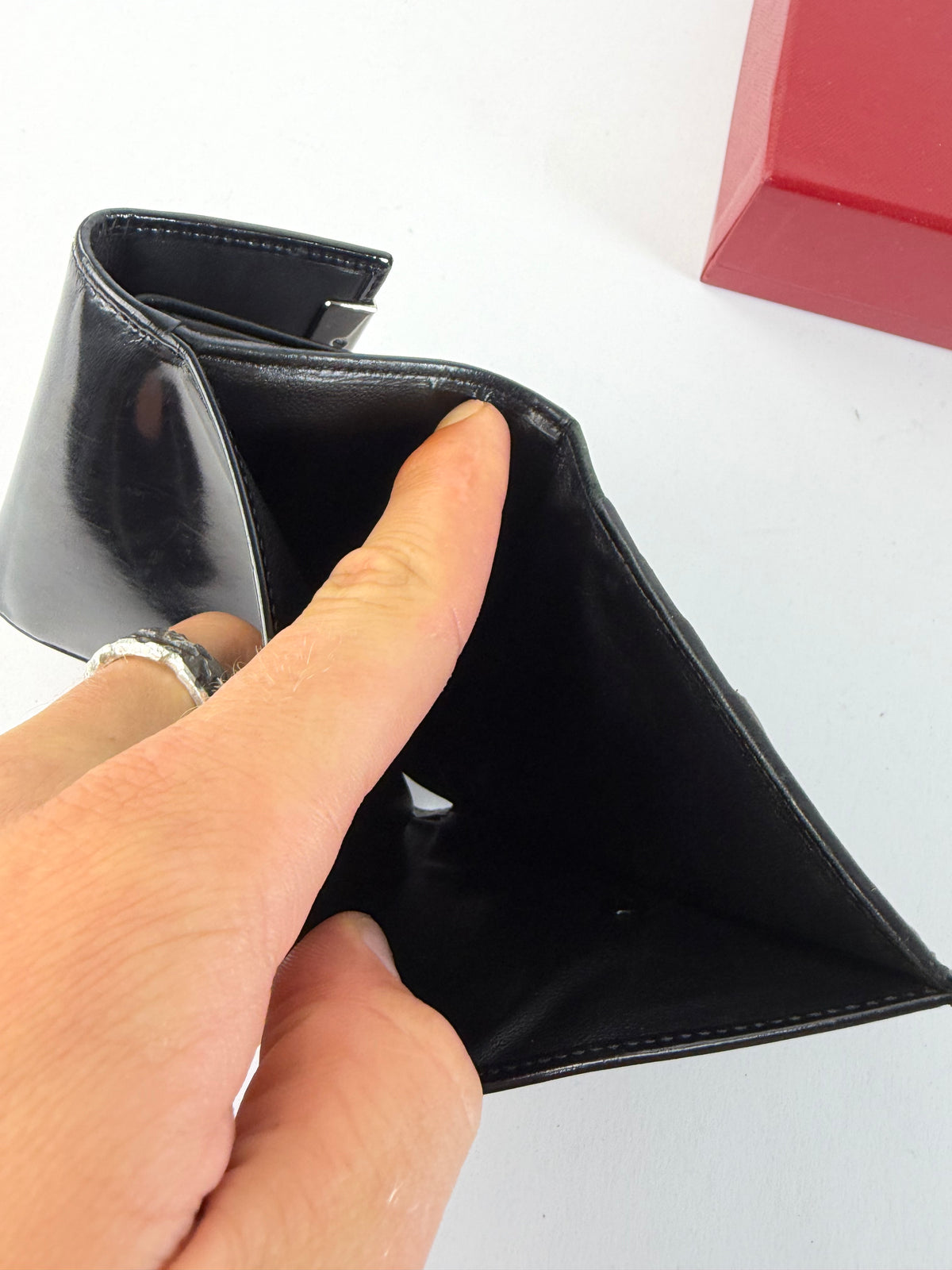 Vintage Cartier Patent Leather Bifold Wallet Late 1990s Black