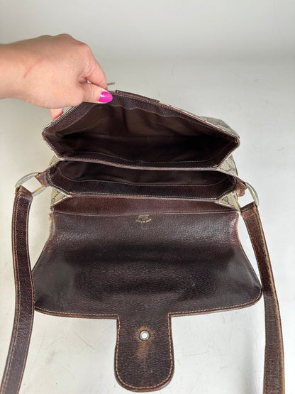 Vintage Gucci GG Supreme Shoulder Bag Beige Brown Gold