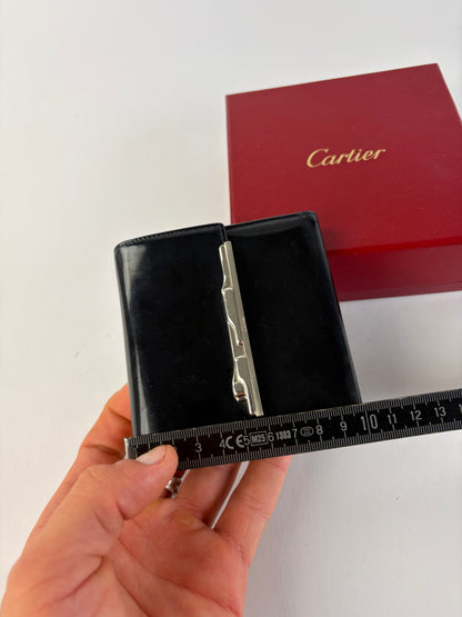 Vintage Cartier Patent Leather Bifold Wallet Late 1990s Black