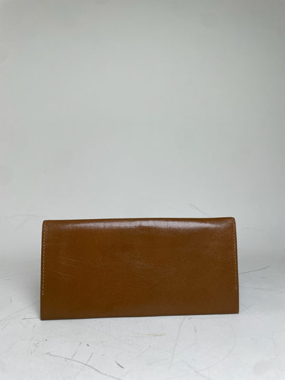 Vintage Saint Laurent Studded Leather Wallet Brown Gold