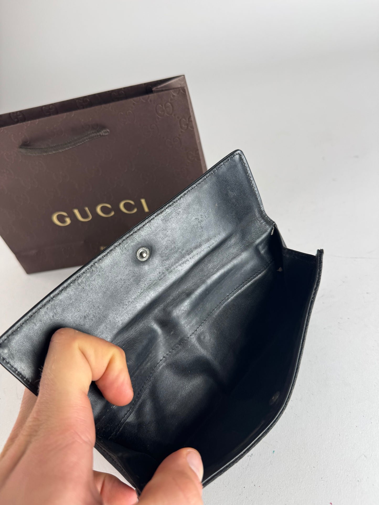 Vintage Gucci Monogram Jackie Wallet Black