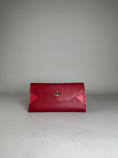 Vintage Vivienne Westwood Leather Wallet Red Gold-tone Clasp