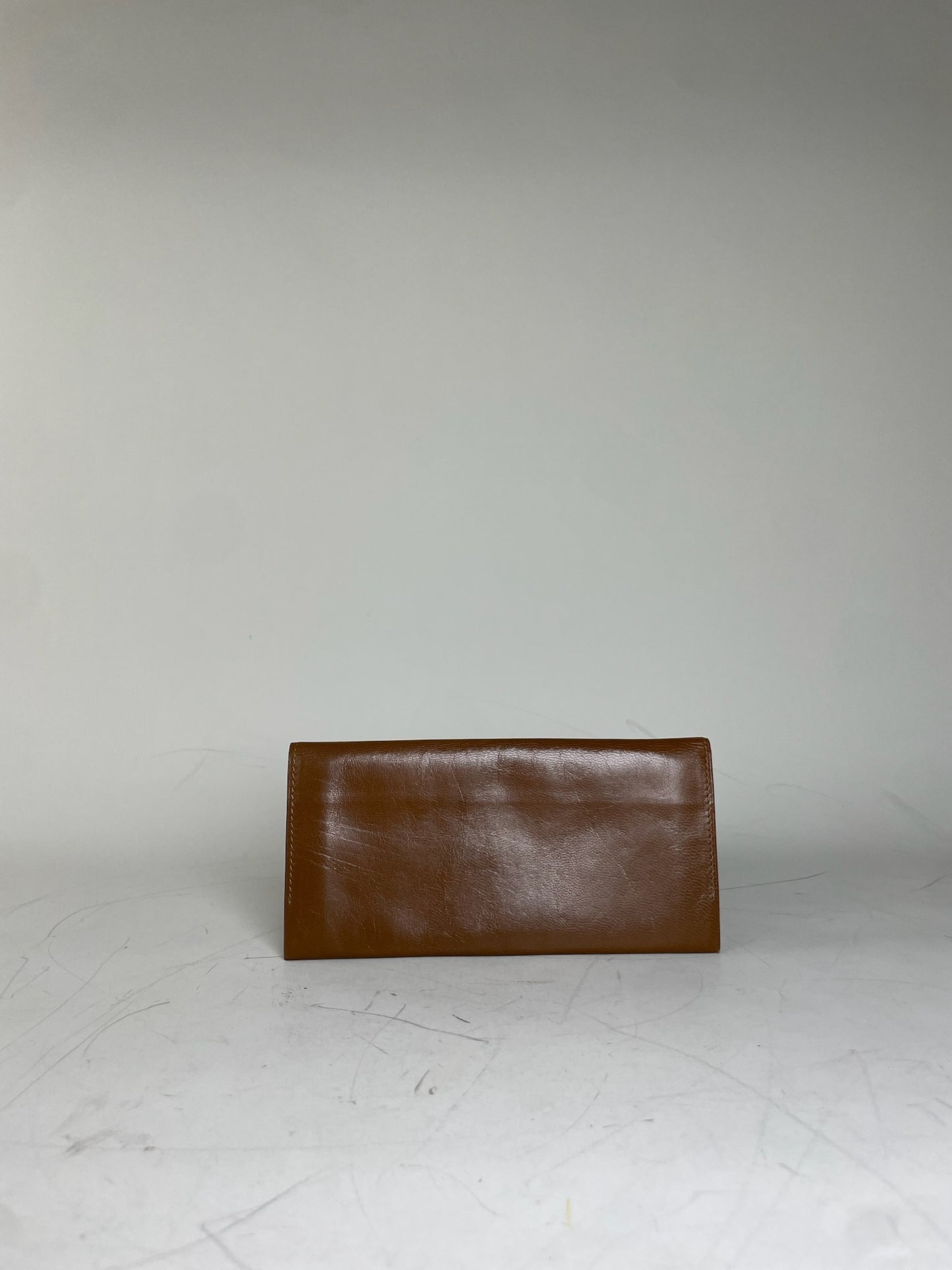 Vintage Saint Laurent Studded Leather Wallet Brown Gold