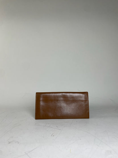 Vintage Saint Laurent Studded Leather Wallet Brown Gold