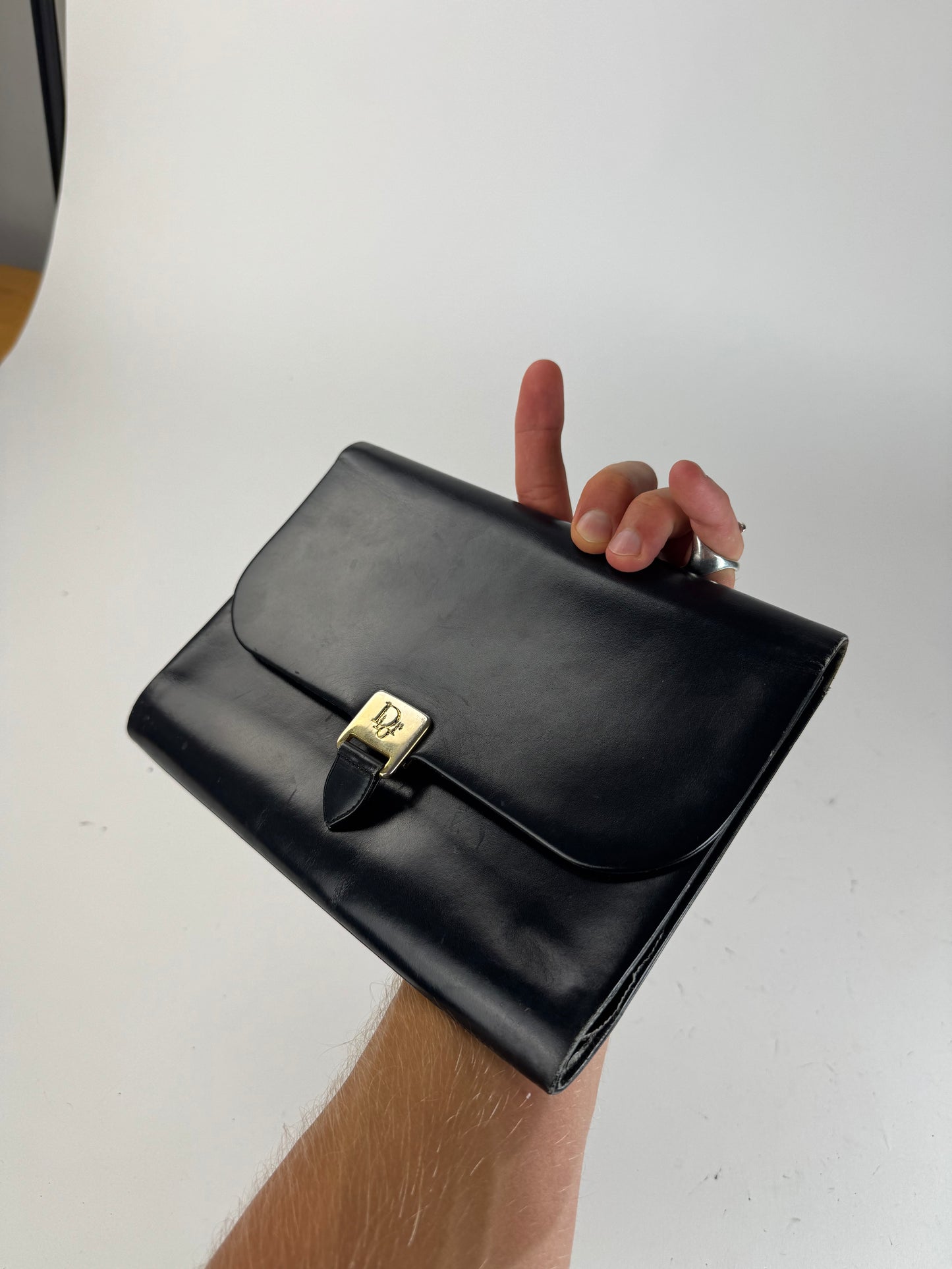 Pochette Dior Vintage en Cuir Noir