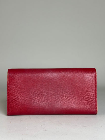 Vintage Vivienne Westwood Leather Wallet Red Gold-tone Clasp