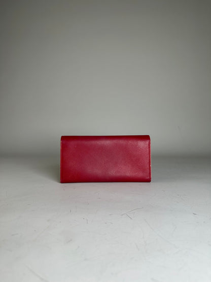 Vintage Vivienne Westwood Leather Wallet Red Gold-tone Clasp