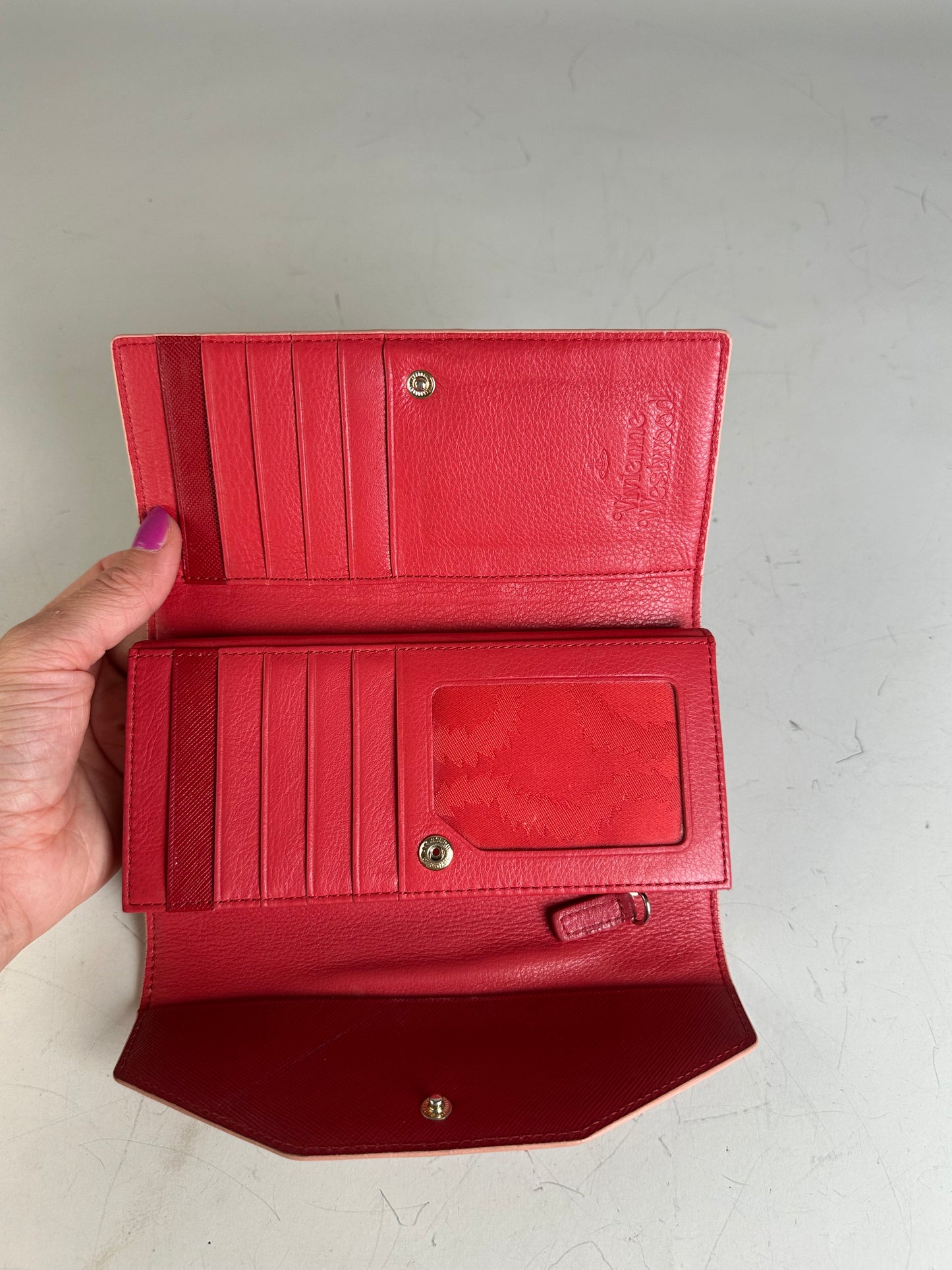 Vintage Vivienne Westwood Leather Wallet Red Gold-tone Clasp