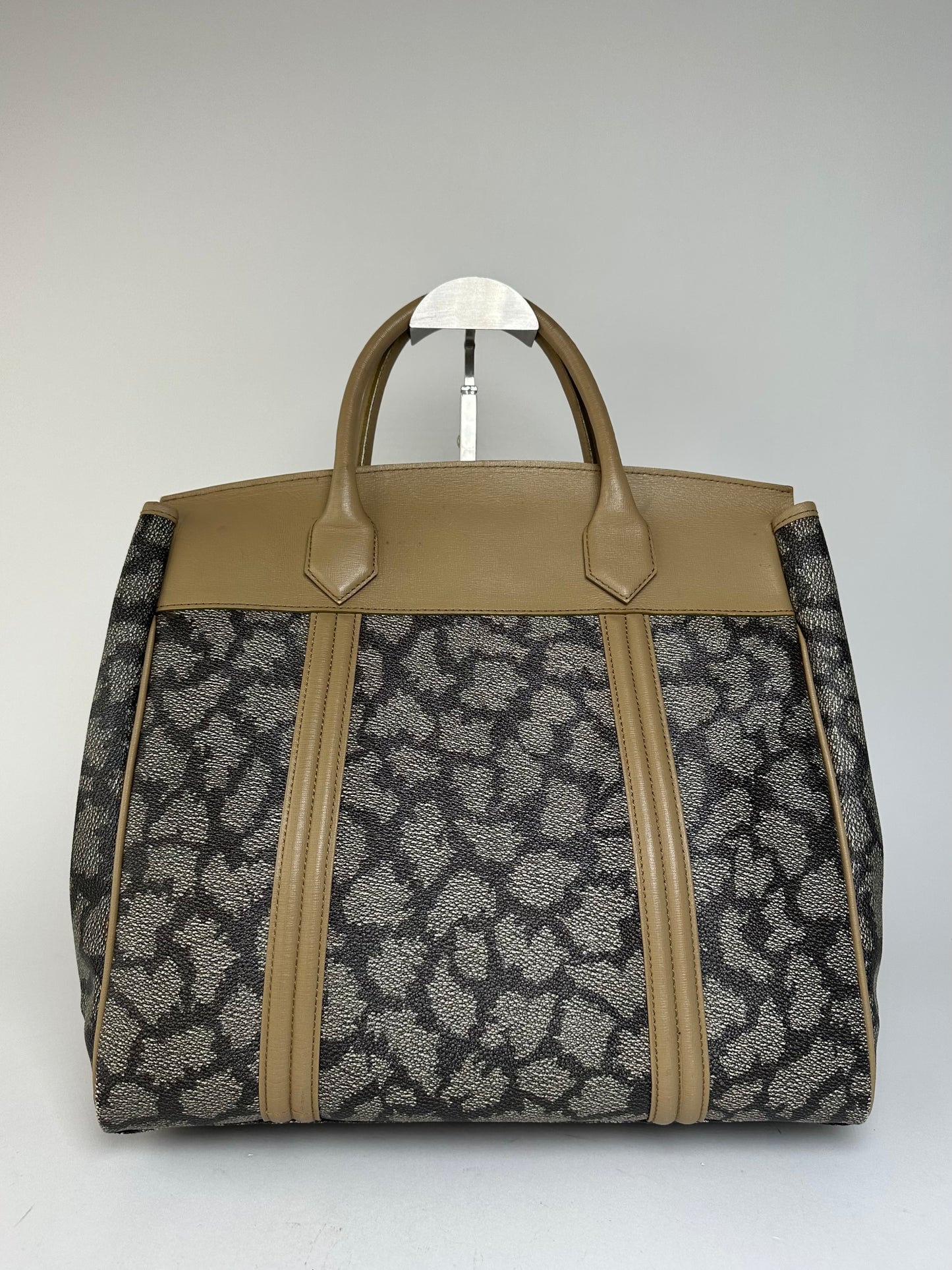 Vintage Yves Saint Laurent Leopard Coated Canvas Top-Handle Tote Black Camel