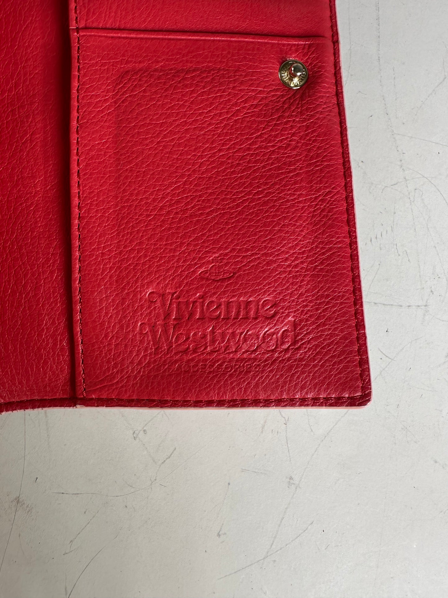 Vintage Vivienne Westwood Leather Wallet Red Gold-tone Clasp