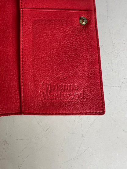 Vintage Vivienne Westwood Leather Wallet Red Gold-tone Clasp