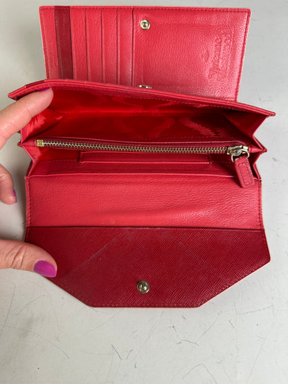 Vintage Vivienne Westwood Leather Wallet Red Gold-tone Clasp