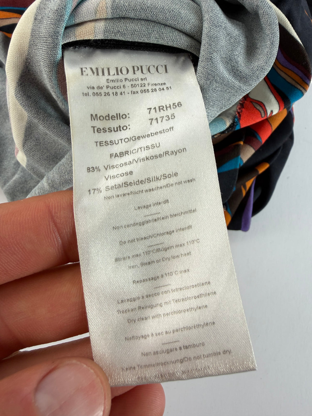 Vintage Emilio Pucci Long-Sleeve Wrap Dress Multicolor XS