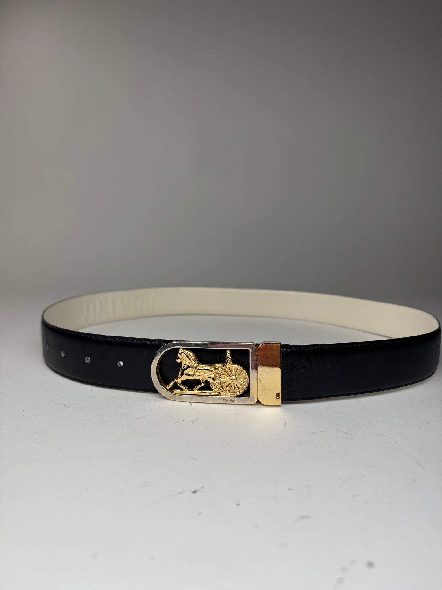 Vintage Celine Leather Belt Black