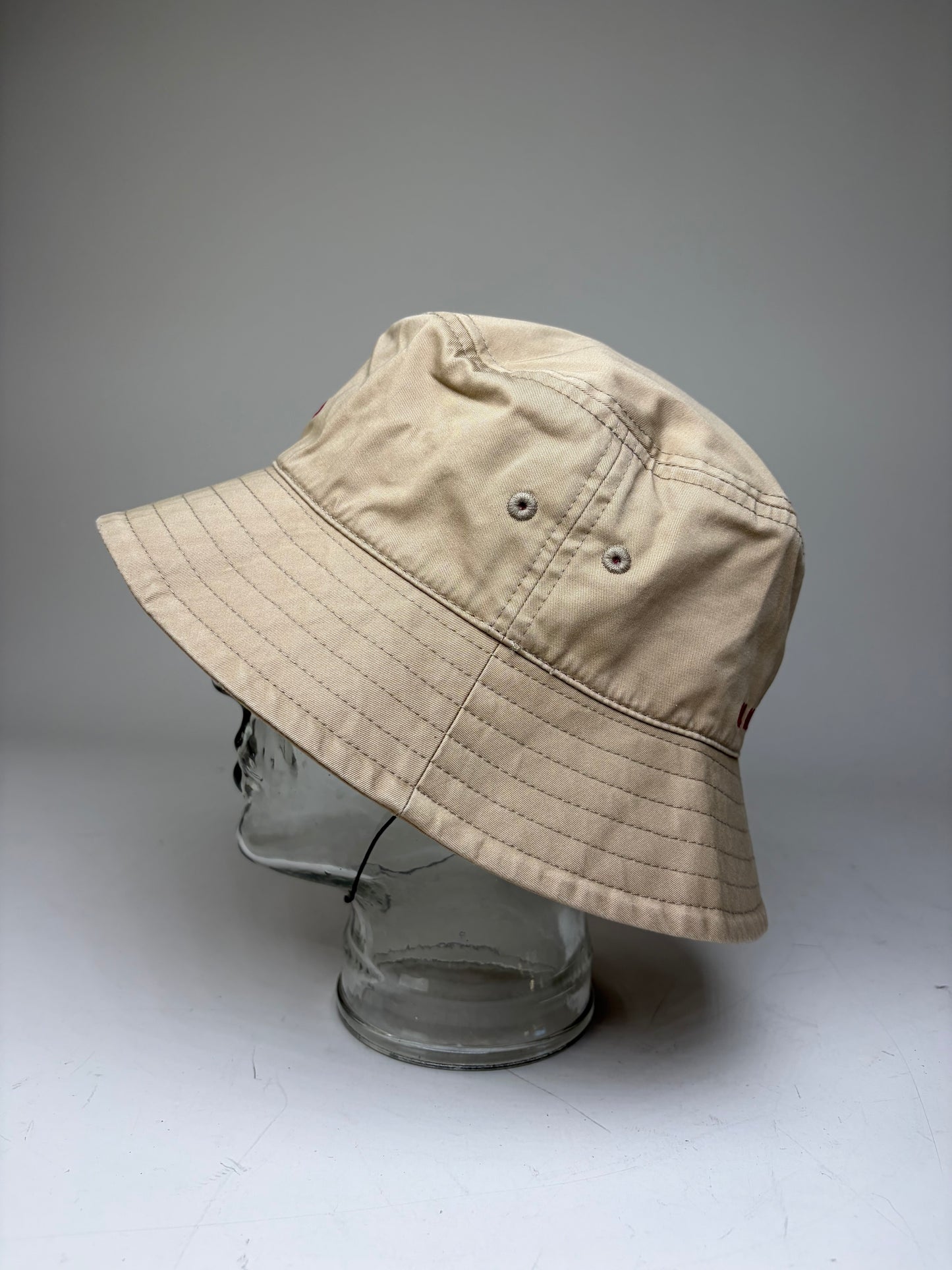 Vintage Vivienne Westwood Cotton Bucket Hat Beige Red Logo