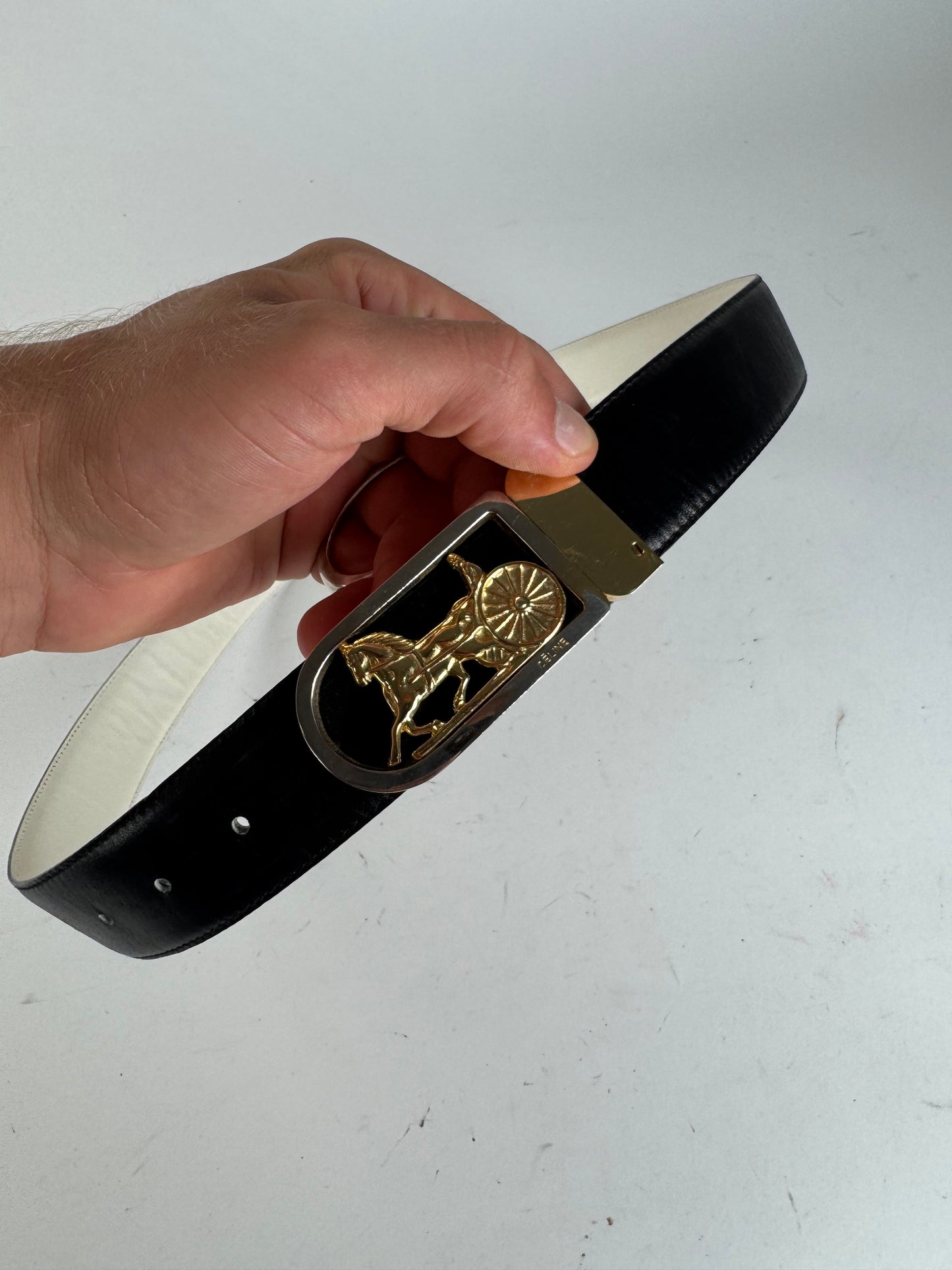 Vintage Celine Leather Belt Black