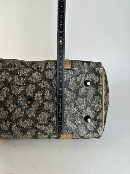 Vintage Yves Saint Laurent Leopard Coated Canvas Top-Handle Tote Black Camel