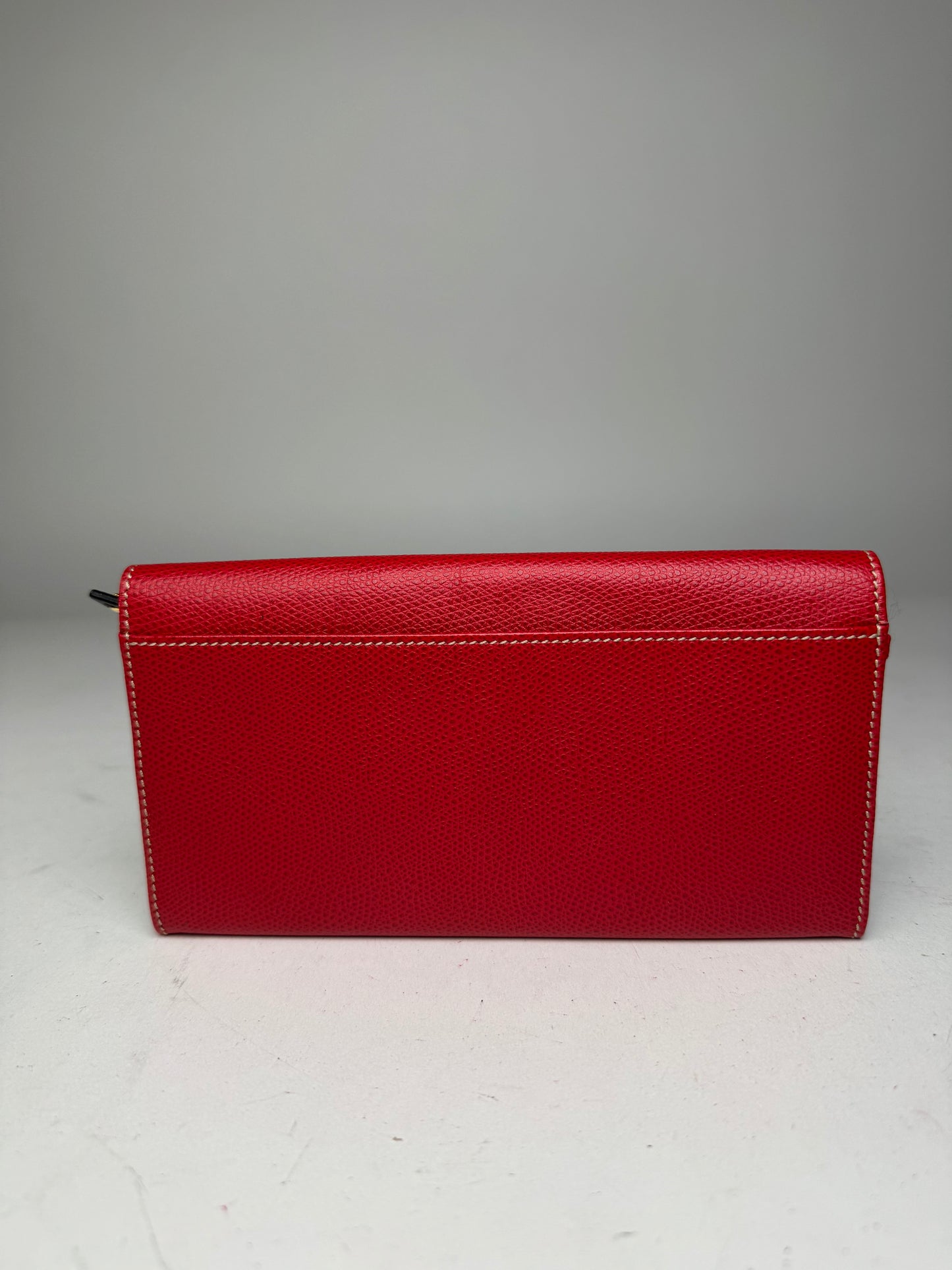 Vintage Loewe Anagram Leather Wallet Red