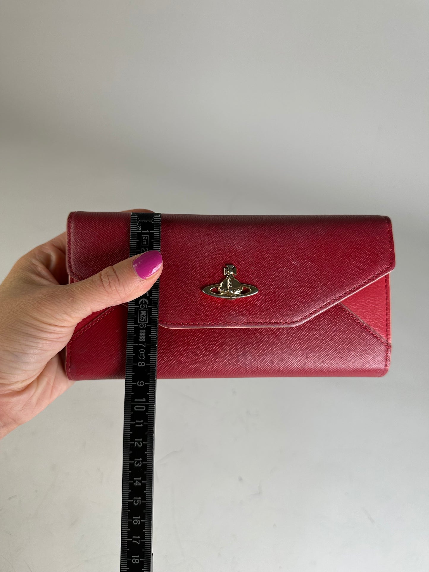 Vintage Vivienne Westwood Leather Wallet Red Gold-tone Clasp