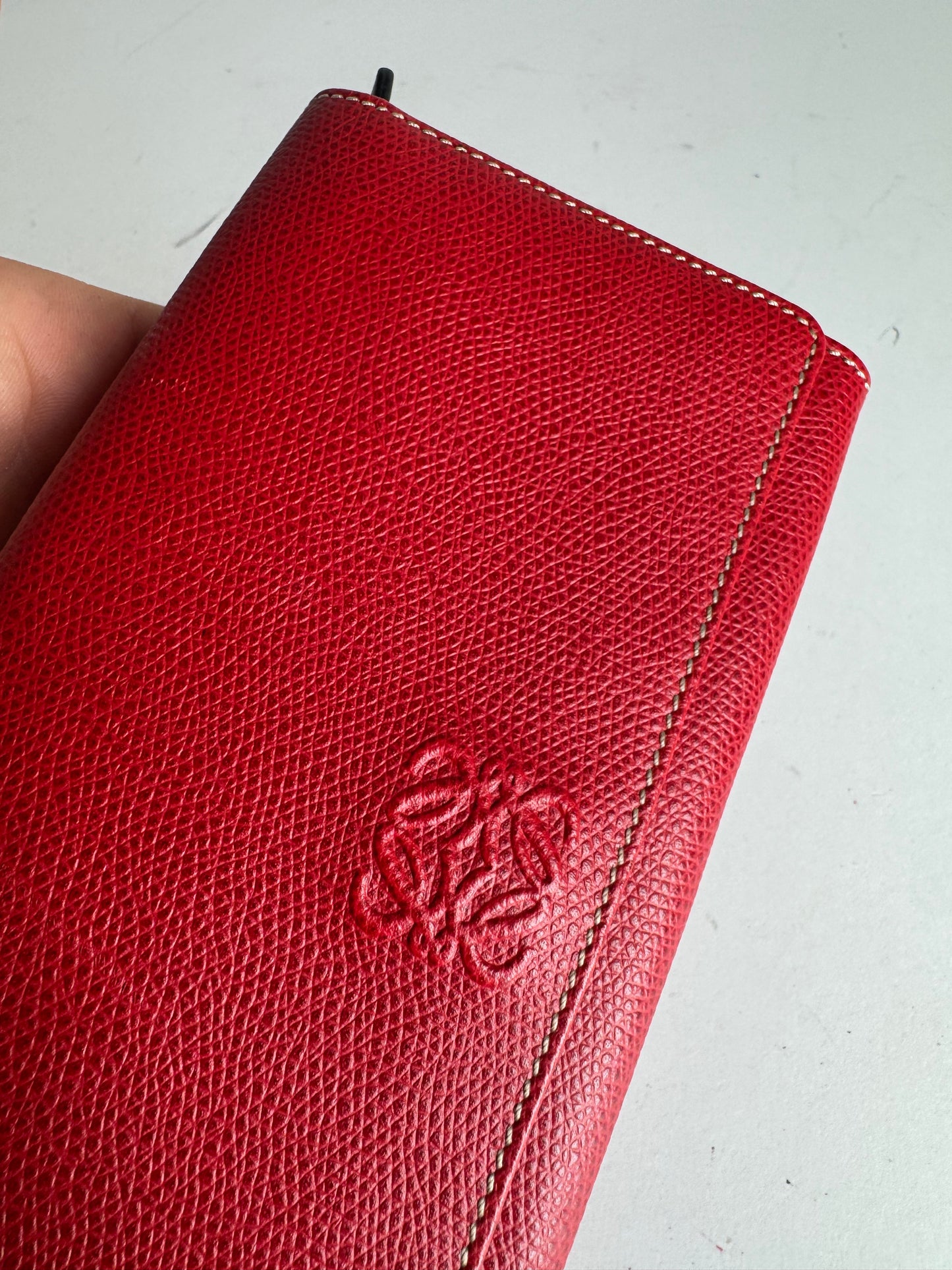 Vintage Loewe Anagram Leather Wallet Red
