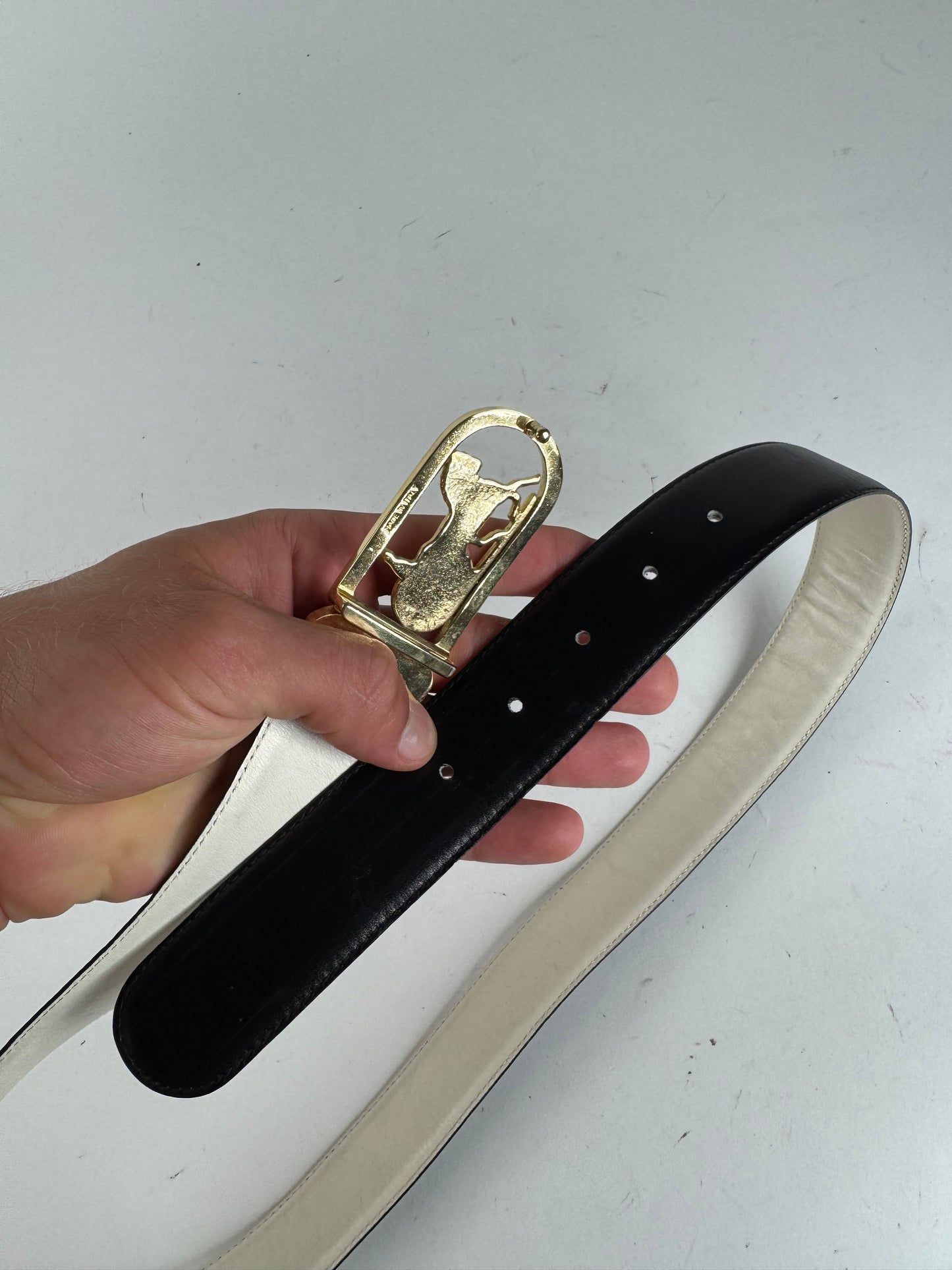 Vintage Celine Leather Belt Black