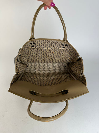 Vintage Yves Saint Laurent Leopard Coated Canvas Top-Handle Tote Black Camel