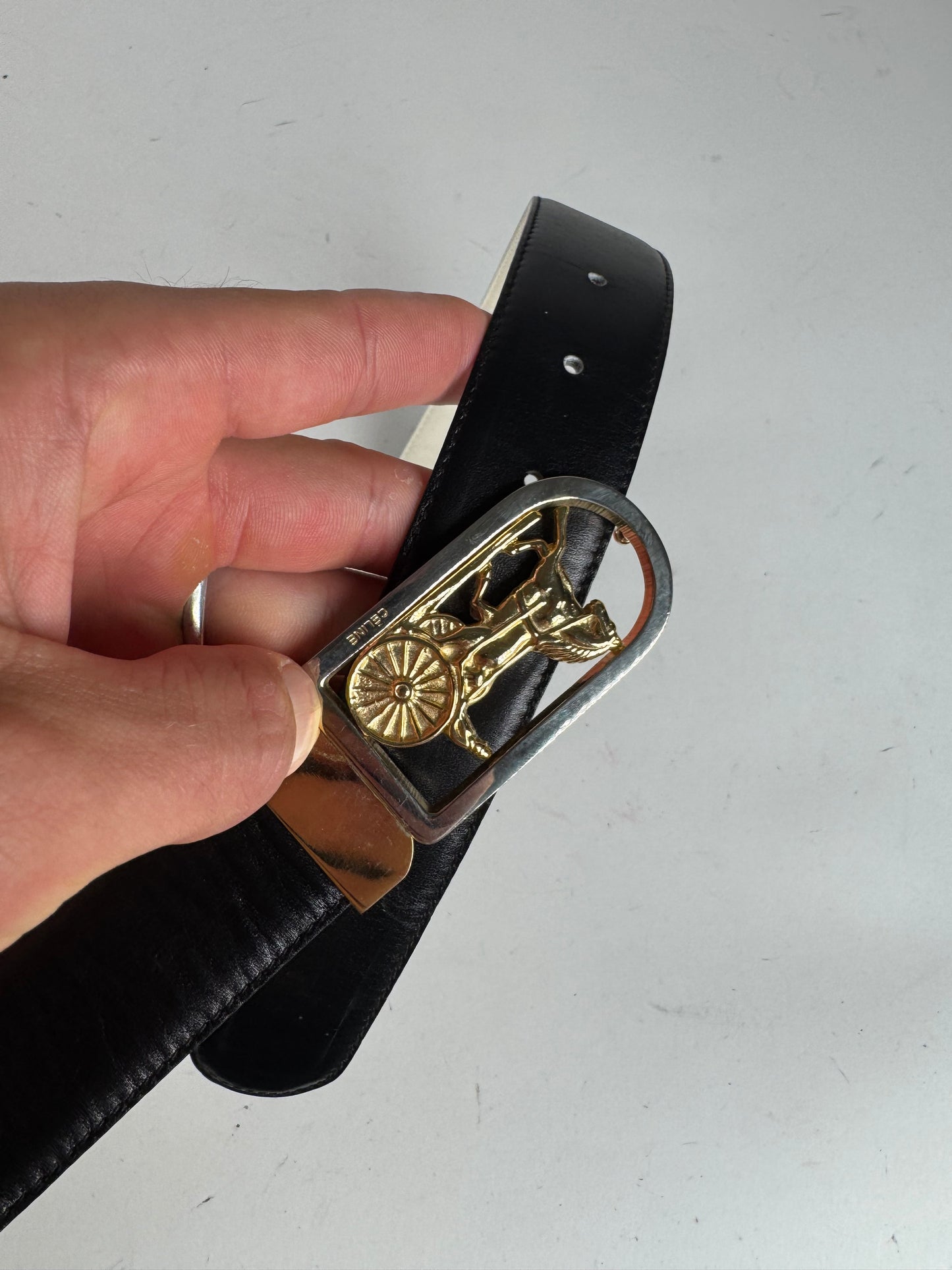Vintage Celine Leather Belt Black