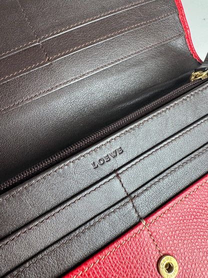 Vintage Loewe Anagram Leather Wallet Red