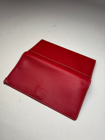 Vintage Loewe Anagram Leather Wallet Red