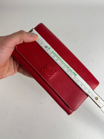 Vintage Loewe Anagram Leather Wallet Red