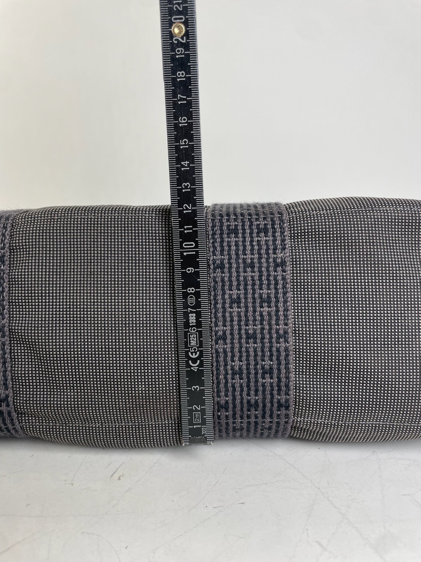 Vintage Hermes Canvas Tote Navy Grey Silver Snap Early 2000s