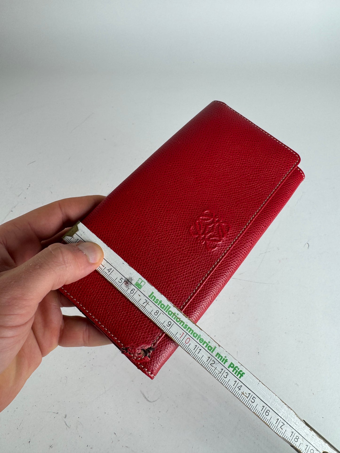 Vintage Loewe Anagram Leather Wallet Red