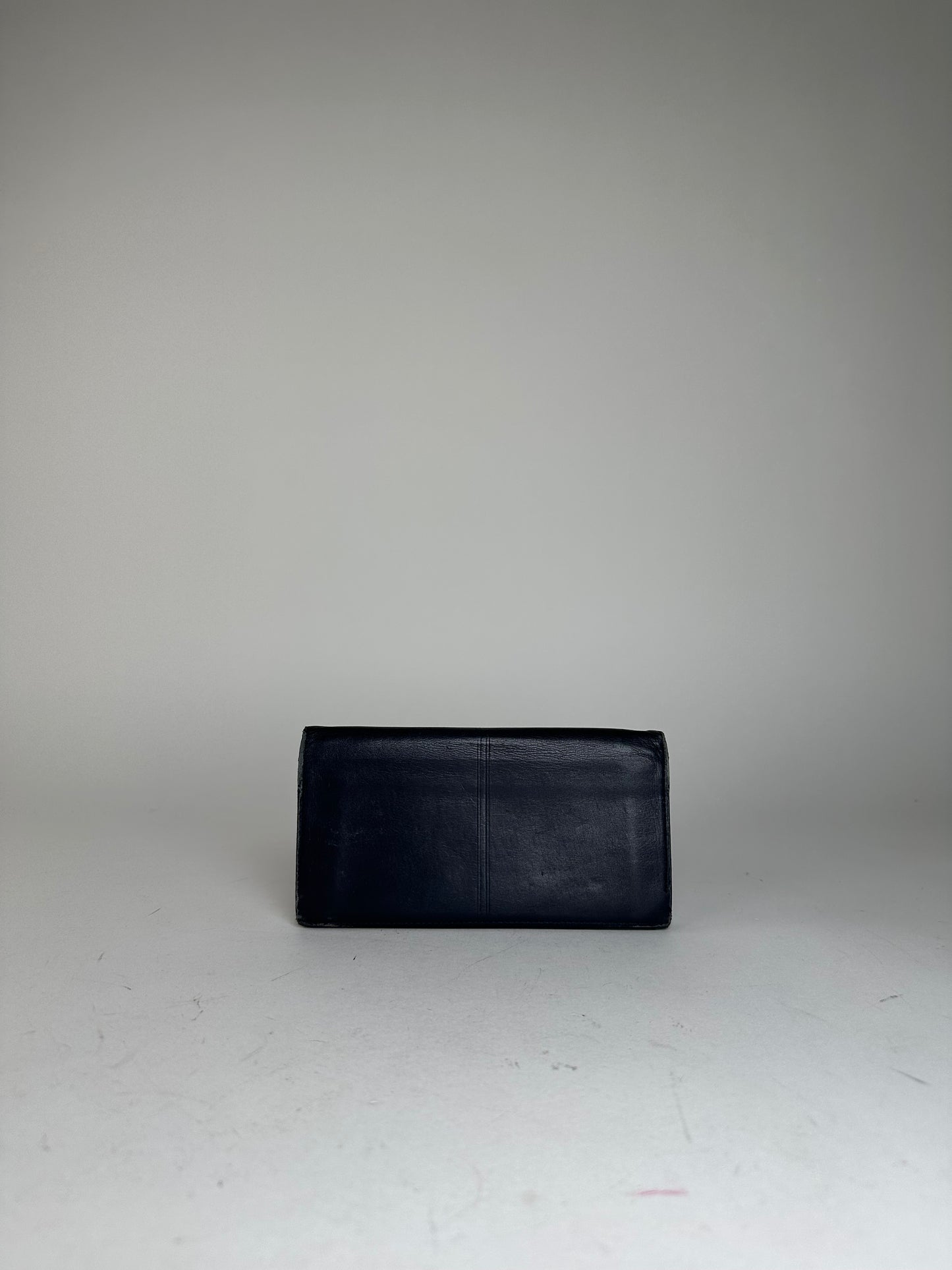 Vintage Givenchy Long Bifold Wallet Navy Leather