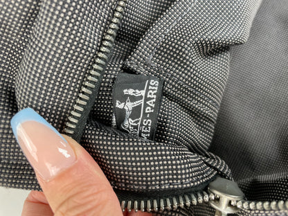 Vintage Hermes Canvas Tote Navy Grey Silver Snap Early 2000s
