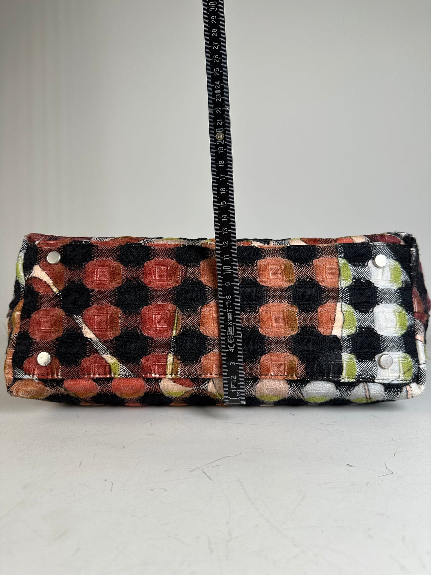 Vintage Pucci Woven Fabric Tote Black Rust Cream Olive