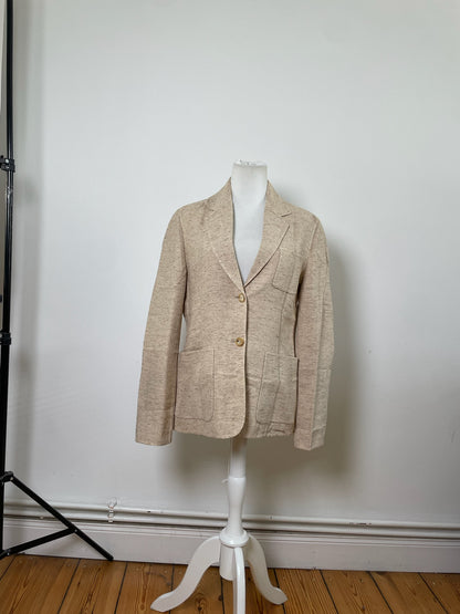Vintage Celine Wool Silk Blend Blazer Beige M