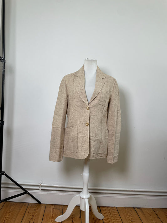 Vintage Celine Wool Silk Blend Blazer Beige M