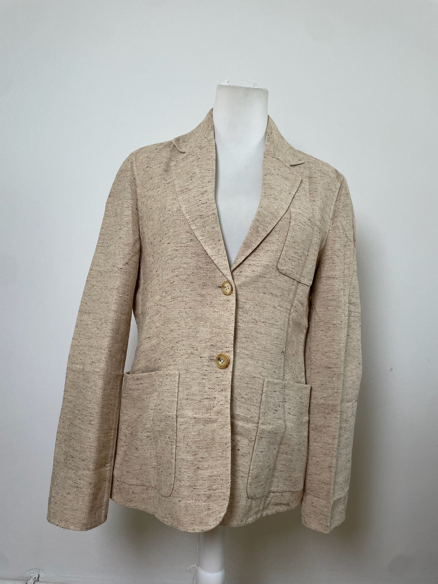 Vintage Celine Wool Silk Blend Blazer Beige M