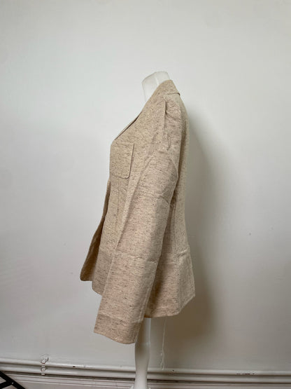 Vintage Celine Wool Silk Blend Blazer Beige M